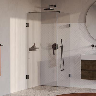 Brauer Void - Douchecabine met Draaideur - Helder Glas - 80x80x200 cm - incl. Glascoating - PVD Gunmetal Geborsteld