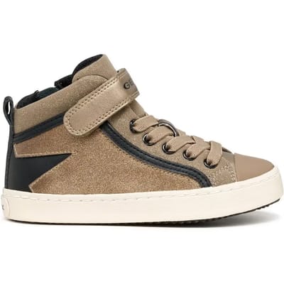 GEOX KALISPERA MEISJES Sneakers - DONKER BEIGE/ZWART - Maat 27