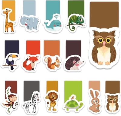 Set van 14 schattige magnetische boekenleggers voor kinderen met dierendesigns, ideale bladwijzers voor boeken, perfect voor verjaardagen en cadeau's voor meisjes en jongens