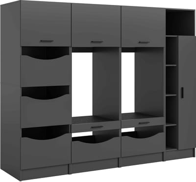 wasmachinekasten - ombouw 4-delige badkamerkastset Free 242x195x68 cm in antraciet universele kast
