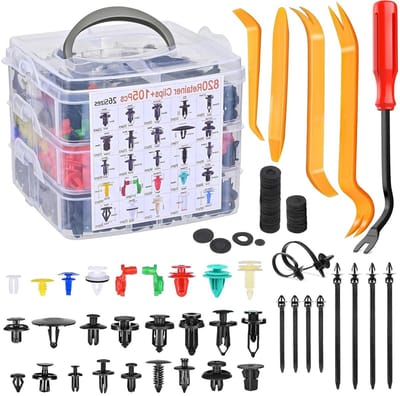 Complete Set van 925 Plastic Car Rivets en 5 Tools voor Dismanteling - Universele Accessoires voor Bumpers, Mudguards en Kabelbinders