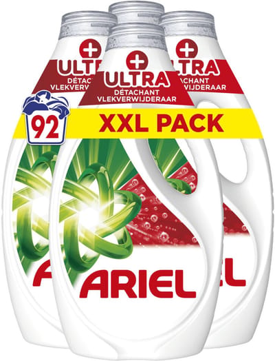 Ariel Vloeibaar Wasmiddel + Ultra Vlekverwijderaar 92 Wasbeurten - 4140 ml