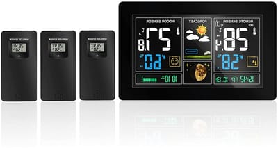 Weerstation - Weersvoorspeller Klok - Binnen Buiten Meten - Kleurrijk Lcd Scherm - 3 Sensoren - Zwart