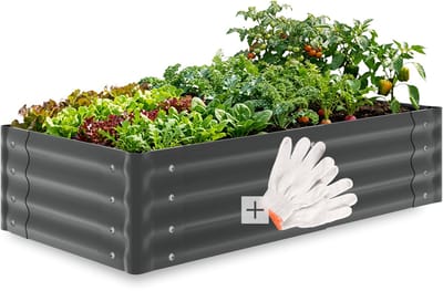 tectake® Verhoogde Plantenbak - 120 x 60 x 30 cm - 200 L - Plantenbakken voor Buiten - Kweekbak - Moestuinbak - Verzinkt Staal - Open Bodem - Kruidentuin - Tuinbak - Ergonomisch