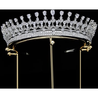 Europese en Amerikaanse Koreaanse Stijl Bruidshaaraccessoires Prinsessenkroon Bruiloft Tiara Zirkoon Kroon gray