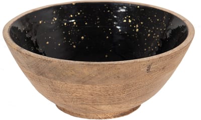 Clayre & Eef Decoratie schaal Ø 25x10 cm Zwart Bruin Hout