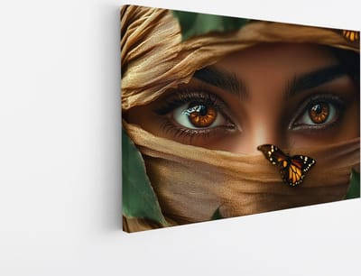 Saammp - Canvas Schilderij - Vrouw met vlinders - Abstract - 30x20 - Foto op canvas - Wanddecoratie - Muurdecoratie Woonkamer - Slaapkamer decoratie - Canvas Print