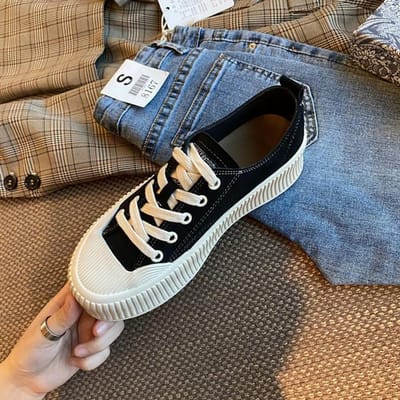 Chaussures en toile à imprimé léopard pour femmes, nouvelles chaussures à plateforme de printemps, chaussures rehaussantes pour femmes, baskets pour femmes 39 noir
