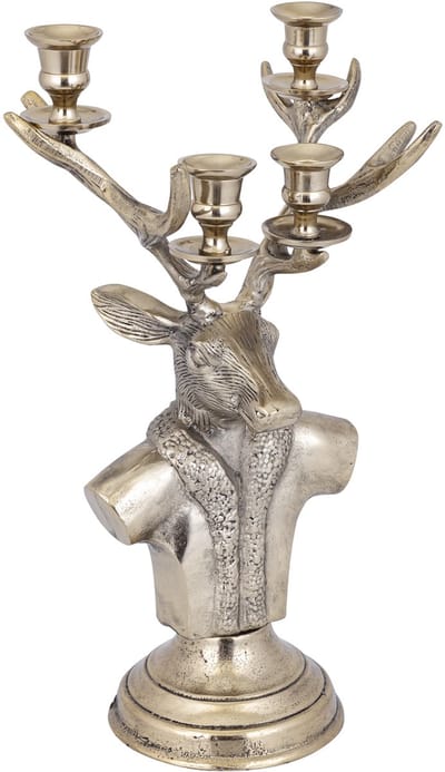 PTMD 6-armige kandelaar hert antiek gouden finish - Ant Gold alu Reindeer candle holder