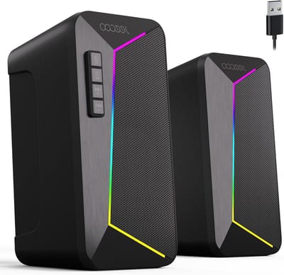 Desktop Luidspreker - Stereo Geluid - Muziek Luisteren - Dynamische LED Modi - 2.5 Inch - Zwart