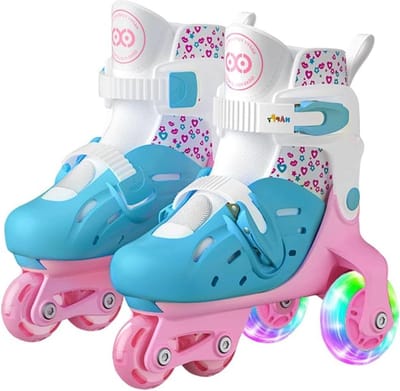 Rolschaatsen met ledverlichting - verstelbaar - comfortabel en ademend - voor meisjes jongens beginners - blauw S