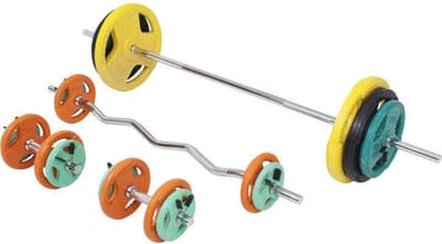 Gorilla Sports Halterset 108 kg - Halters met Gewichten - Gripper Gietijzer - Rubber Coating - Veersluiting - 30 mm