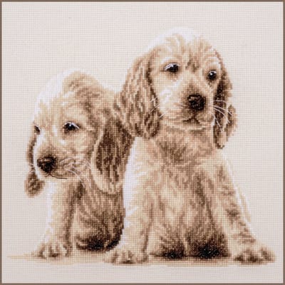 Vervaco - Telpakket kit - 2 Puppies - PN-0205414 - Borduren - Borduurpakket - Borduurpakket volwassenen
