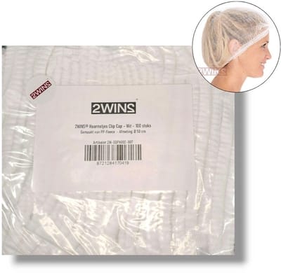 2WINS® - 100 Witte Wegwerp Haarnetjes - non-woven - Latexvrij - Clip Caps (B1)