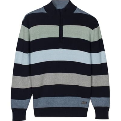 Baileys Trui Half Zip Knit Two-Tone Multi Stripe Misty Green / male