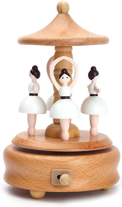 Muziekdoos voor kinderen, houten muziekdoos, wind-up train Castle Girl Dancer muziekbox, schattig interactief speelgoed voor wieg met lichte muziek voor de kleuterschool, draagbaar speelgoed
