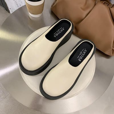 All-Match Koreaanse Schoenen Instappers Klompen Platform Loafers Met Bont Vrouwenschoeisel Ronde Neus Casual Sneaker Instappers Creepers 36 black