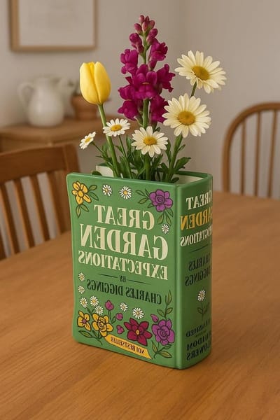 Boek Vaas - Decoratieve Vaas - Bloemen Schikken - Boek Vorm - 20 cm Hoog - Groen
