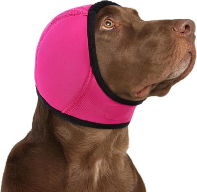 Daity Een rustgevende hoodie voor honden - anti-schud oorkappen, verlicht angst, dempt geluid, waterdichte oorkappen voor huisdieren, geschikt voor gelegenheden zoals vuurwerk, trimmen, onweer, zwemmen, baden, enz. Maat S (roze).