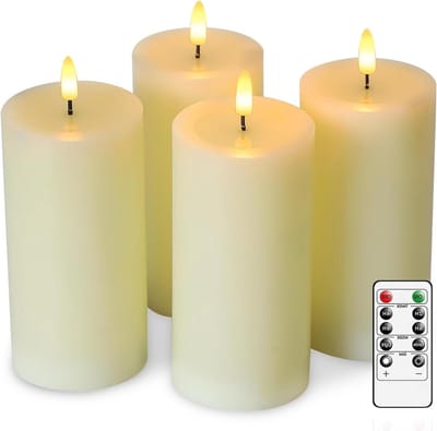 Vlamloze Kaarsen - LED Kaarsen - Decoratie Huis - Echte Wax - 4 stuks 3x6 inch - Ivoor
