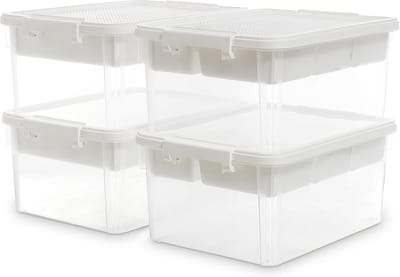 Doorzichtige Opbergdozen met Deksel - Kunststof Organizer voor Knutselspullen en Gereedschap - 16L - Set van 4