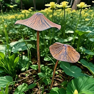 Décorations de jardin champignon en fer, une grande et une petite Large + Small