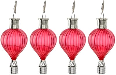 Cepewa LED ballonhanger - 4x - rood - H17 cm - luchtballon - tuinverlichting/buitenlamp