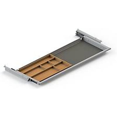 Lade voor elektrisch in hoogte verstelbaar Elements bureau, metaal met bamboe inleg, B 759,6 x D 264,5 x H 36,5 mm, zilver