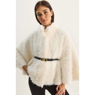Oversized Pluche Jas met Kraag