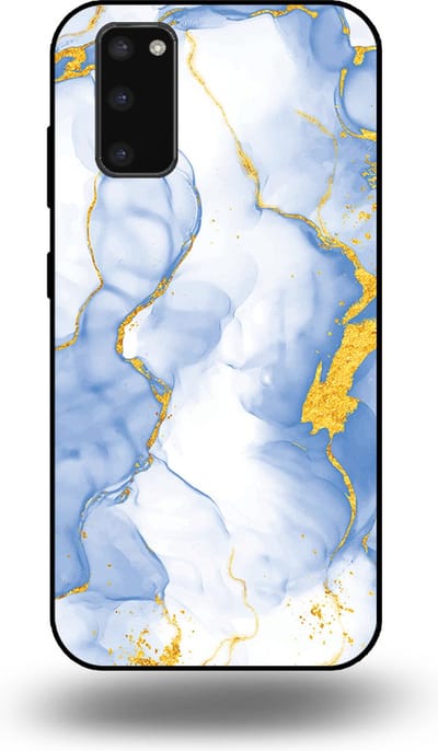 Smartphonica Telefoonhoesje Geschikt voor Samsung Galaxy S20 Plus met Lichtblauw Goud Marmer Opdruk - TPU Backcover Case Lightblue Gold Marble Design geschikt voor Samsung Galaxy S20 Plus