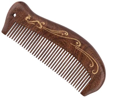 Golden crown - Houten haarkammen - Draagbaar - Compact formaat - Natuurlijk hout - Geschikt voor mama - 13 x 12,3 cm