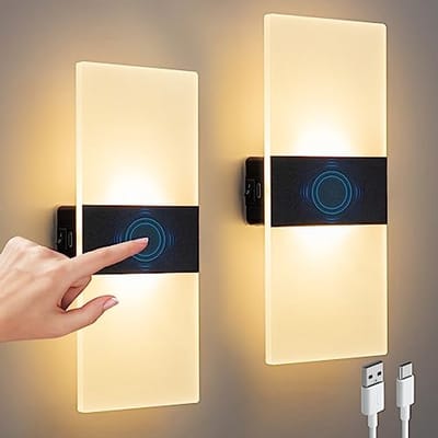Dimbare draadloze wandlampen voor binnen met touchbediening en nachtlampje