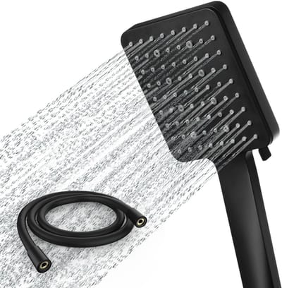 Douchekop, Hogedruk, 6 Standen, Handdouche met 1,5M Doucheslang, Zwart