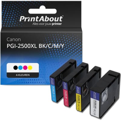 PrintAbout huismerk Inktcartridge PGI-2500XL BK/C/M/Y 4-kleuren Multipack Hoge capaciteit Geschikt voor Canon