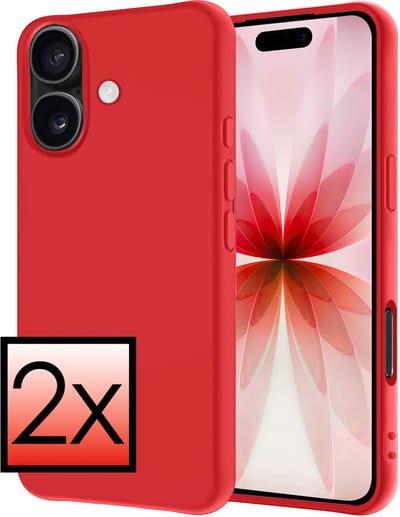 Hoesje - 2 Stuks - Geschikt voor Apple iPhone 17 - Sterk & Shockproof - Case Siliconen - Back Cover - Telefoon Hoes - Rood