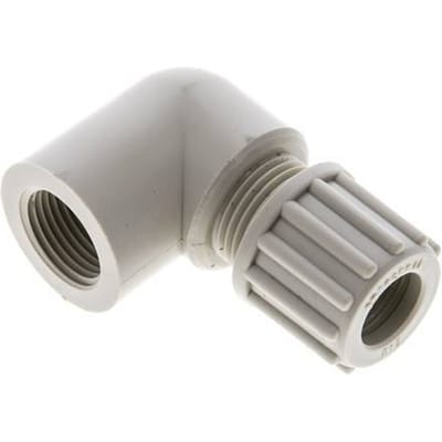 12x10mm & G3/8'' PP L-Vorm Knelfitting Binnendraad 10bar
