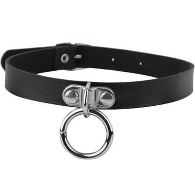 Unisex gotische cirkel choker kraag hanger kunstleer ketting nek ring ketting black