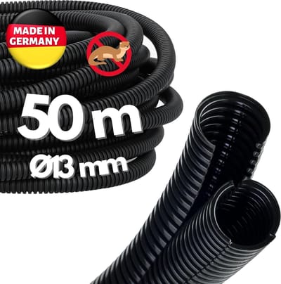 50 meter Kalitec ribbelbuis Twin NW 16 I ribbelslang in twee delen I solar ribbelbuis I marterbeschermingsbuis I lege buis I kabelbescherming AD 18,9 mm ID 13 mm