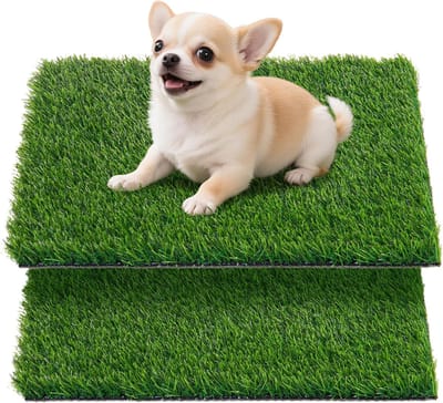Kunstgras voor hondentoilet - Indoor Dierentoilet - Huisdiergazon - Wasbare plasmatjes voor honden - Set van 2 stuks - 35,6*46 cm - Kunstgras voor indoortraining - Gemakkelijk schoon te maken - Herbruikbaar