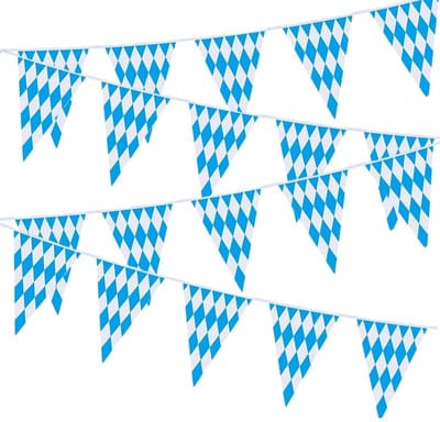 Multikleurige 10m Vlaggenlijn met 20 Driehoekige Stoffen Vlaggen voor Feestjes, Tuin Decoratie en Bruiloften