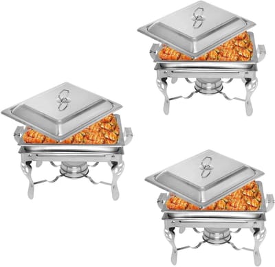 Voedselwarmer Set - Buffet Server - Gerechten Warm Houden - Roestvrij Staal - 4.5L Capaciteit - Zilver