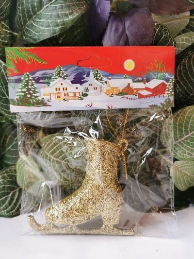 Set van 5 gouden schaatsen voor in de Kerstboom