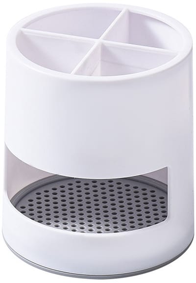 QTTVBTNA Ventilerende Tandenborstelhouder – Wit – Met Afneembare Lekbak – Anti-Schimmel & Sneldrogend – Voor Badkamer, Keuken & Aanrecht – 10x10x11cm