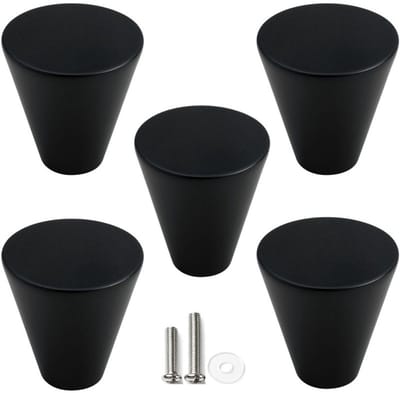 5 X MSQDESIGN Kastknop zwart (Metaal) - Kastknoppen zwart - 5 stuks - Deurknopjes zwart voor kast - Deurknopjes zwart - Meubelknop zwart - Meubelknoppen zwart - kast knop zwart - Deurknoppen zwart - Ladeknoppen voor deurtjes -incl schroeven