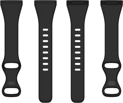Siliconen bandje - geschikt voor Fitbit Versa 3 / Versa 4 / Sense - maat M/L - zwart