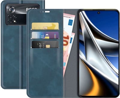 Just in Case hoesje geschikt voor Poco X4 Pro - Hoesje met Pasjeshouder - Luxe Book Case - Blauw