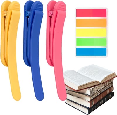 Automatische Siliconen Boekenleggers voor Kinderen - Kleurrijke en Handige Bladwijzers in Roze, Geel en Blauw voor Lezen en Studeren