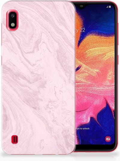 Samsung Galaxy A10 TPU Siliconen Hoesje Marble Pink - Origineel Cadeau Vriendin