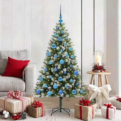 vidaXL - Kunstmatige - Scharnierende - Kerstboom - met - Gevlokte - Sneeuw - Warmwit