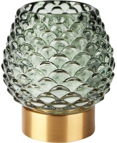 Dekoratief | Theelichthouder 'Scales', groen/goud, glas/metaal, 10x10x11cm | A255988